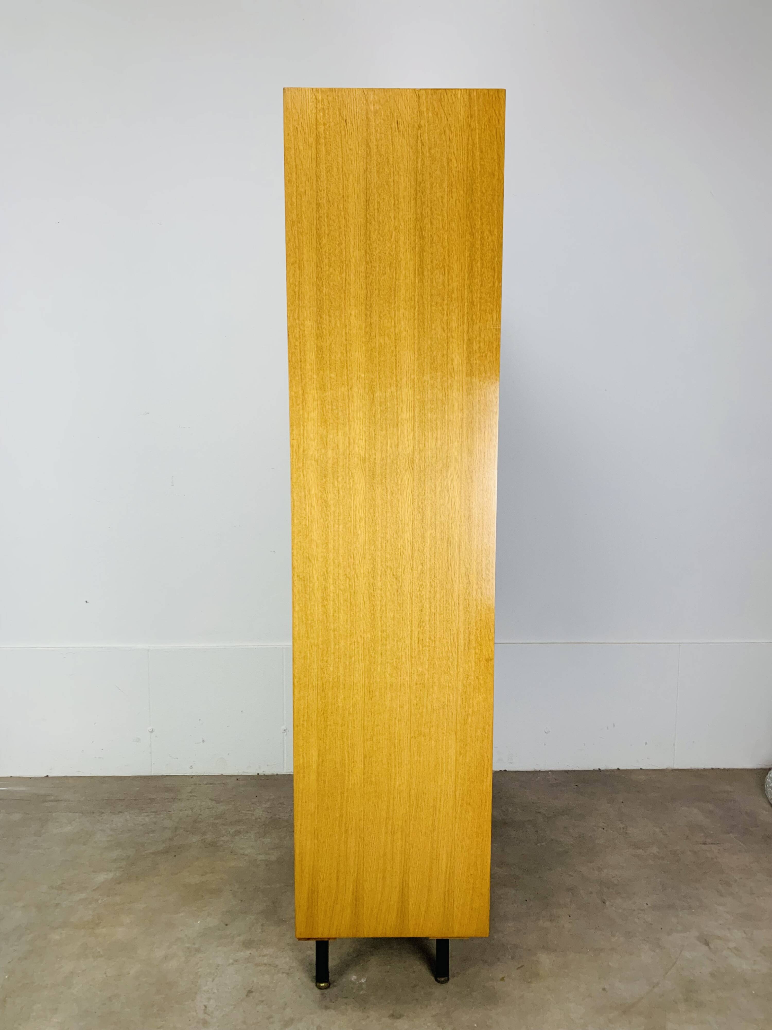 1950s modernist bookshelf, light oak, vintage