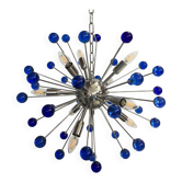Blue “star” murano glass oval sputnik chandelier
