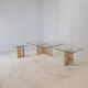 Set of 3 Italian Marble Coffee or Side Tables with Glass, 1980s