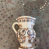 Coquetier et pichet en ceramique emaillée artisanal, peint a la main brehat