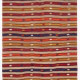 Turkish Red & Blue Striped Kilim Rug, 151x244Cm