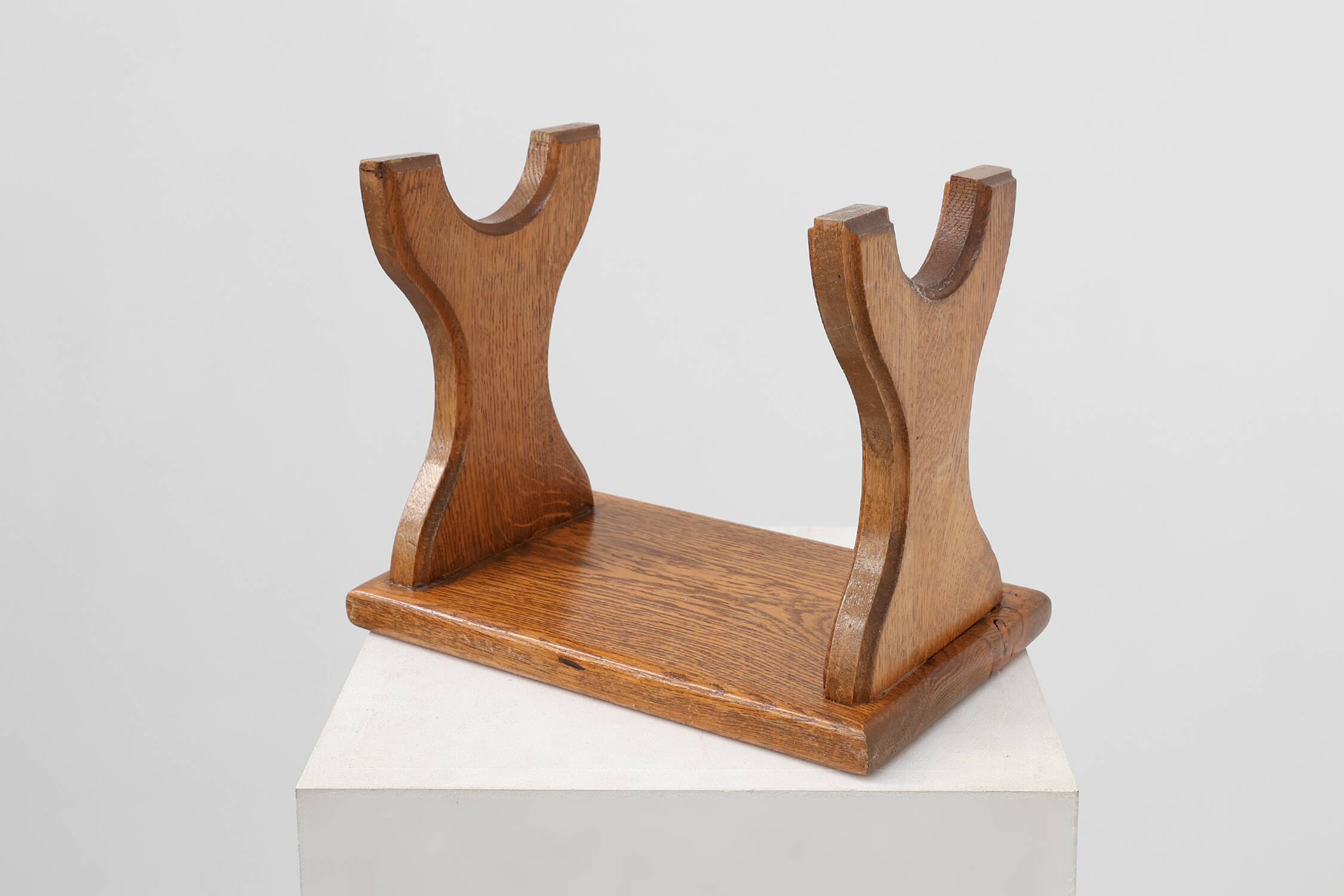 Sculptural hand-carved oak wooden stool, France, ca. 1900