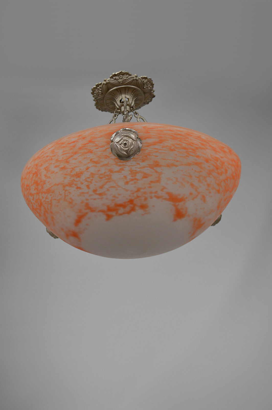 Art Deco pendant lamp in silver bronze, France, circa 1925
