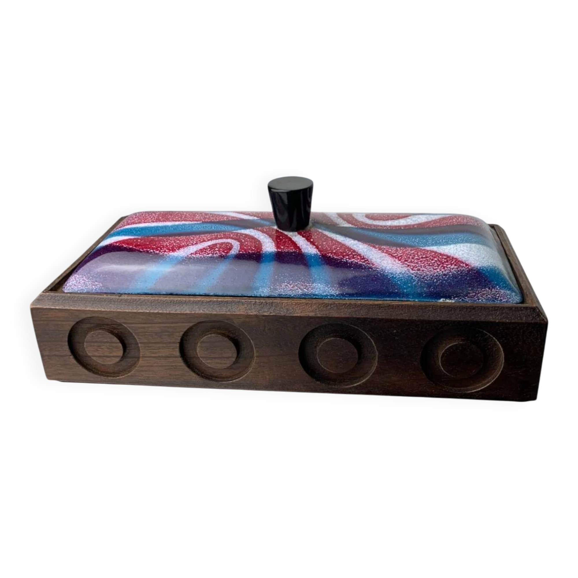 Modernist enamel vanity box by J. Capo Esmaltes, Spain, 1970s