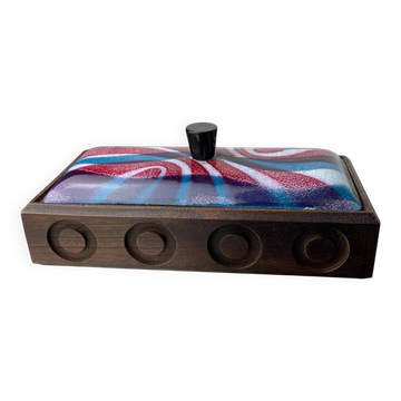 Modernist enamel vanity box by J. Capo Esmaltes, Spain, 1970s