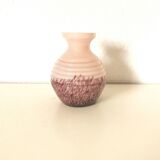 vase en opaline rond , rose et violet années 40