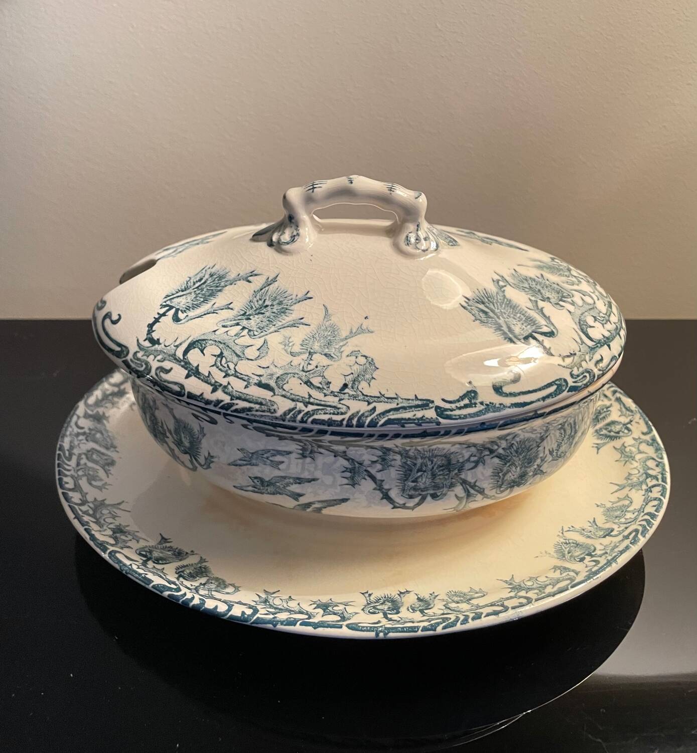 Longwy Ironstone Gravy Boat with Lid, Richelieu Model