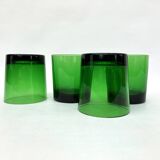 4 verres gobelets en verre vert émeraude, 1970