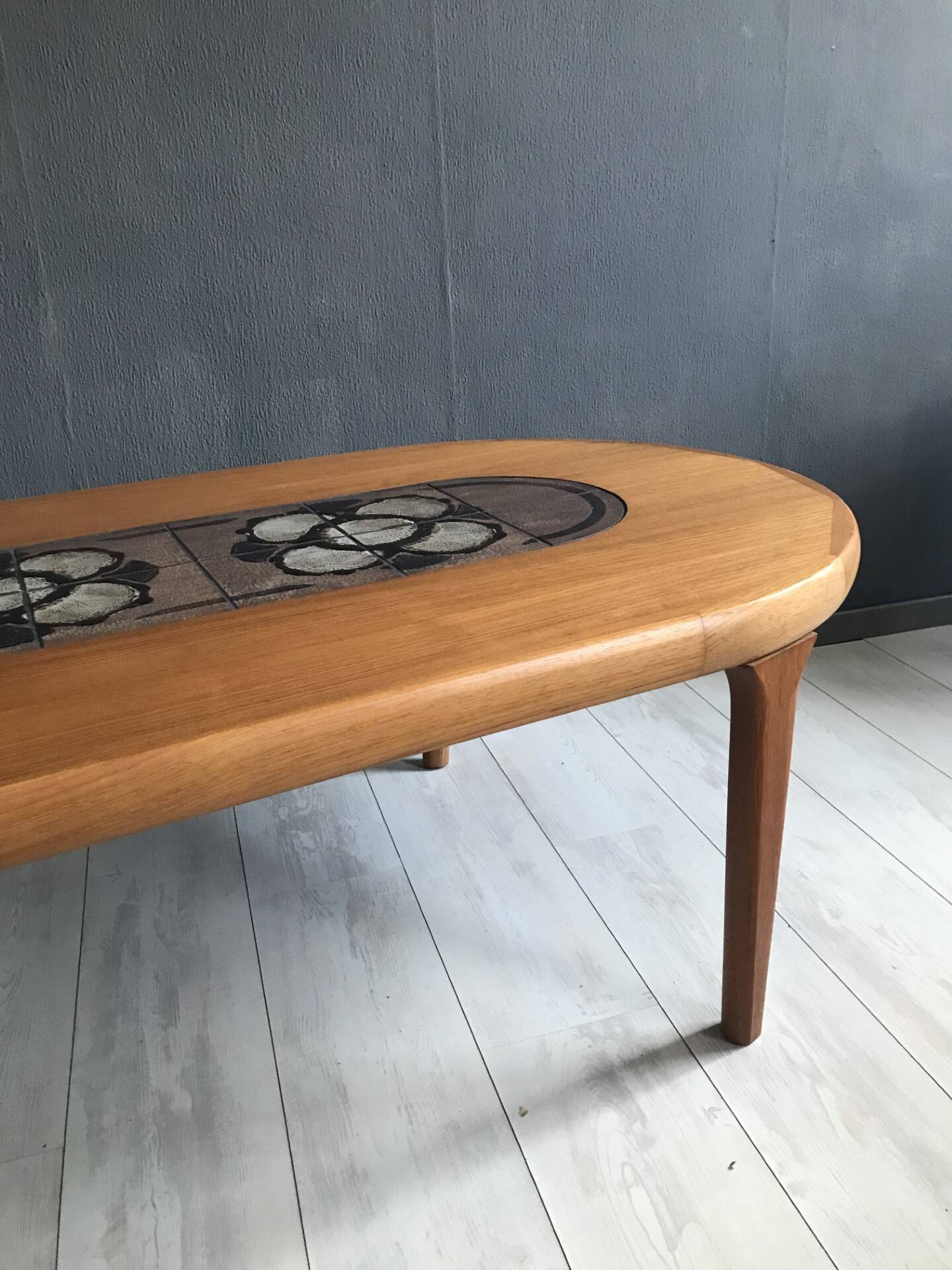 Gangso Scandinavian coffee table with Poul H. Poulsen Ceramic tiles