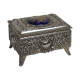 Vintage Silver Metal Jewelry Box Japan