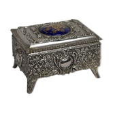 Vintage Silver Metal Jewelry Box Japan