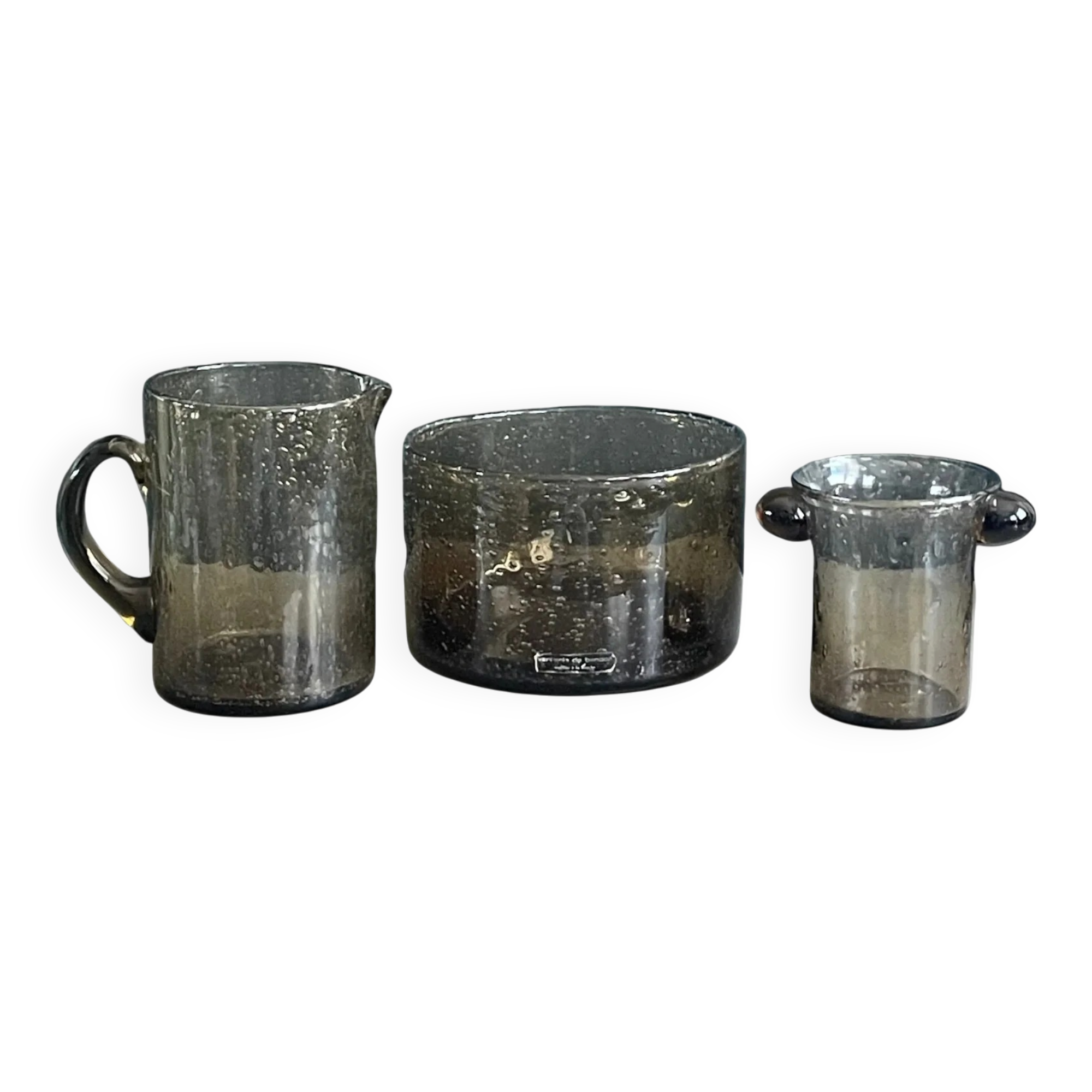 Smoked bubble glass set Bendor