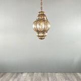 Amber Blown Glass Hanging Lantern, Italian Work, 20th Century