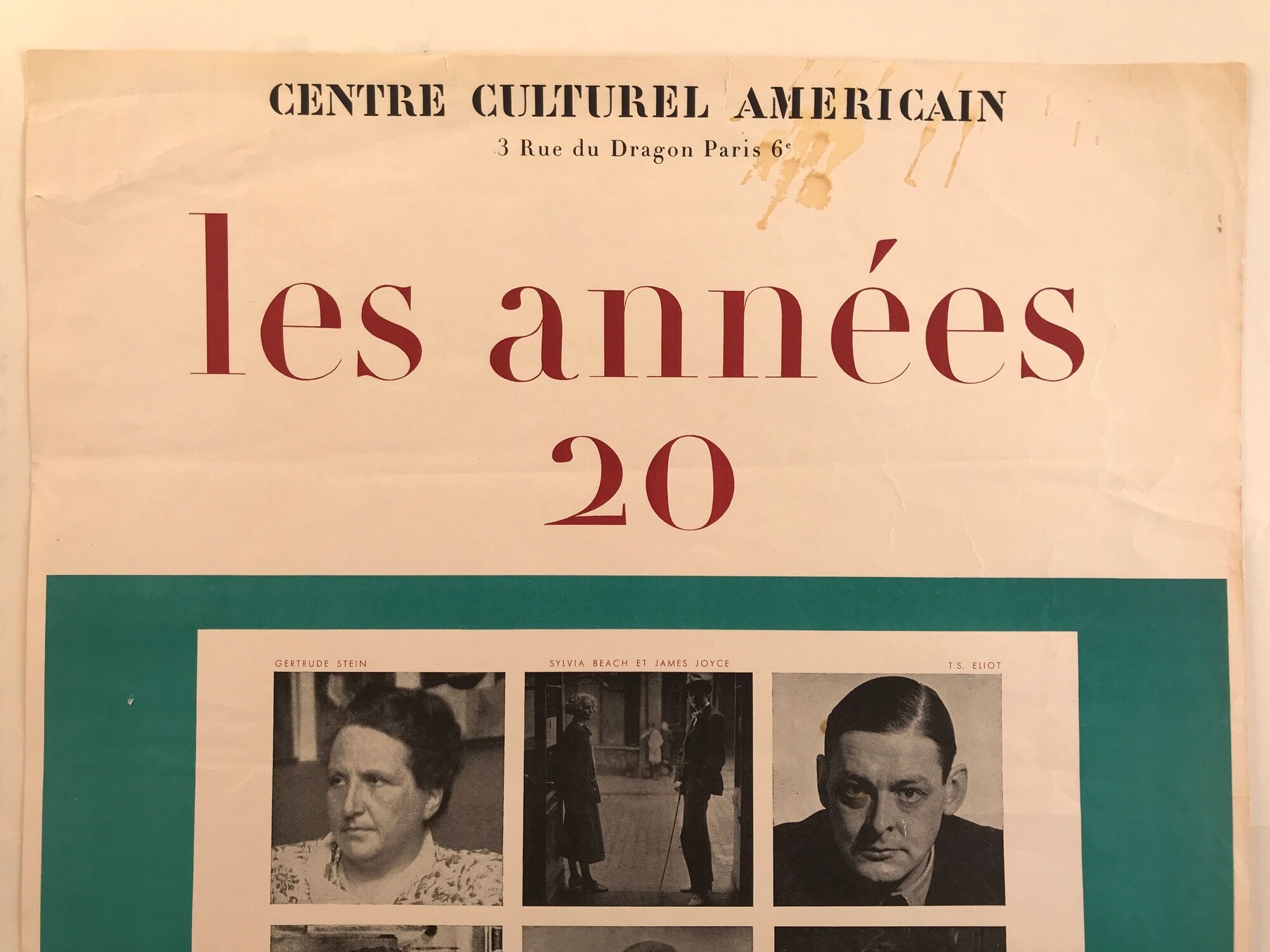 Exhibition poster American Writers in Paris, American Cultural Center, 1959