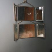 Antique barber triptych mirror, Art Nouveau, circa 1900