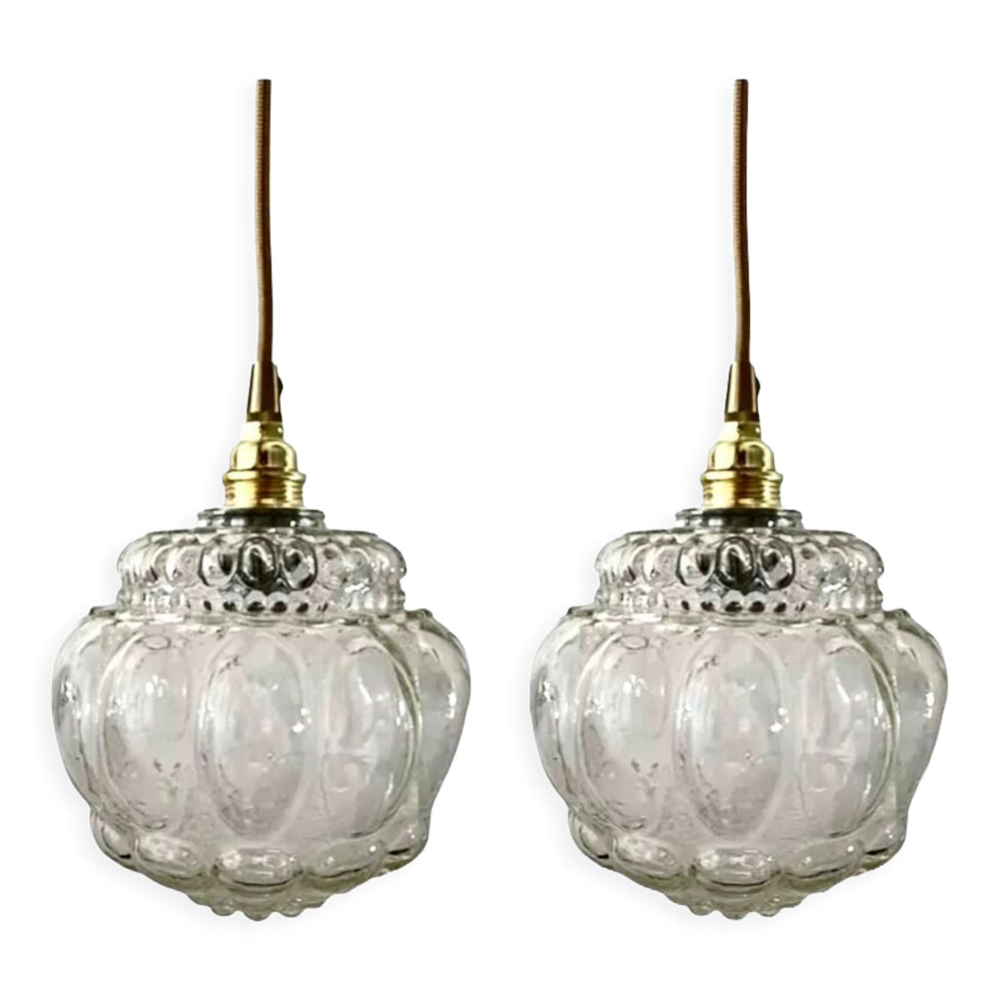 Set of two new electrified bubble globe lamps