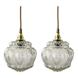 Set of two new electrified bubble globe lamps