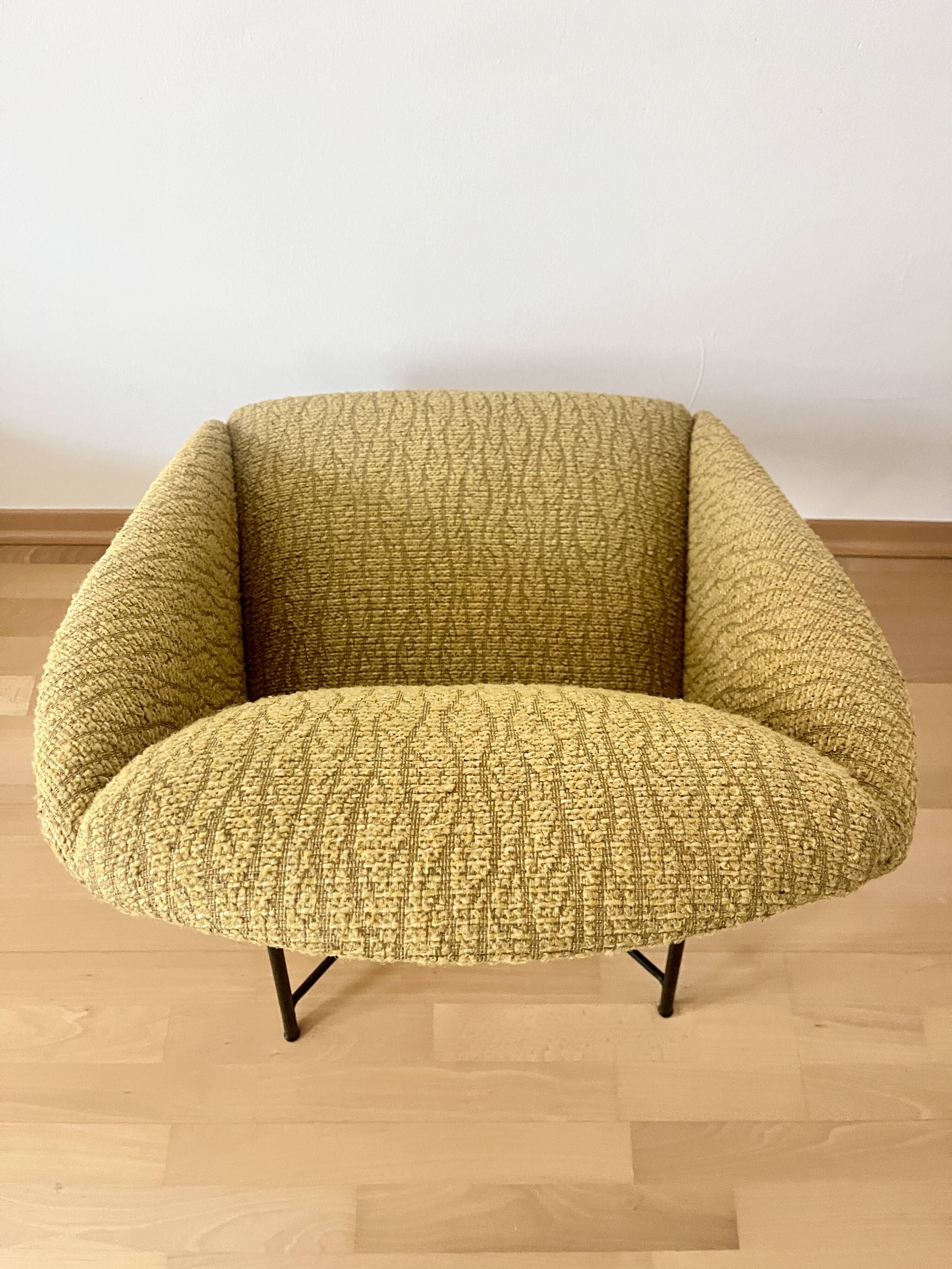 Mid Century Modern Lounge Chair 1950s Scandinavian Armchair Mustard Yellow