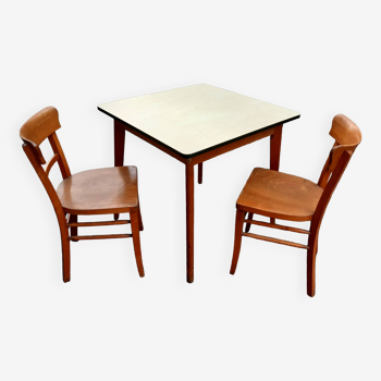 Table et 2 chaises bistrot vintage