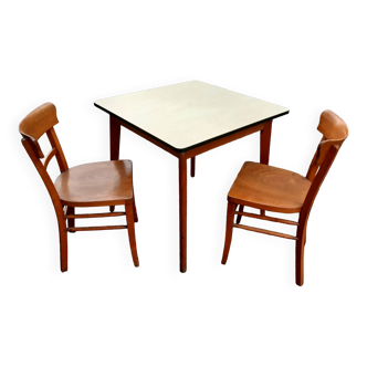 Table et 2 chaises bistrot vintage