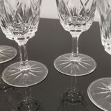 Set of 6 foot glasses in vintage shell chiseled crystal
