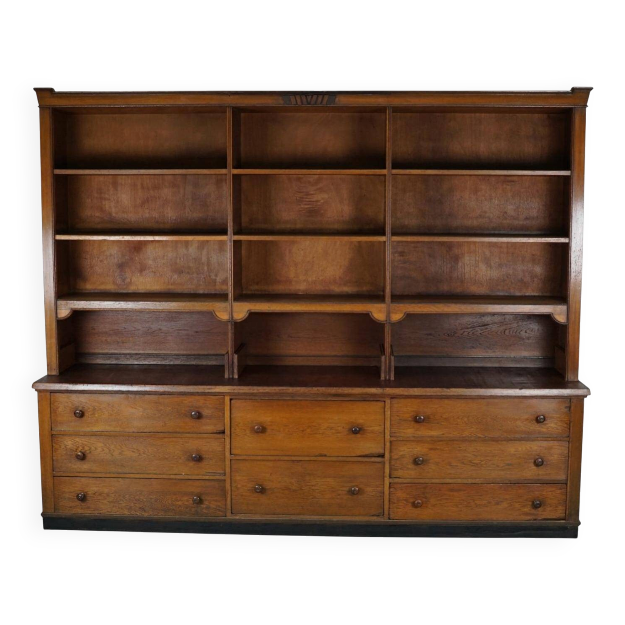 Large Antique Art Deco German Oak Chocolate Shop Cabinet, 1920s