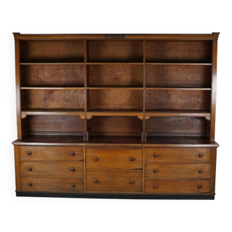 Large Antique Art Deco German Oak Chocolate Shop Cabinet, 1920s