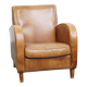 Fauteuil design en cuir de vachette couleur cognac clair