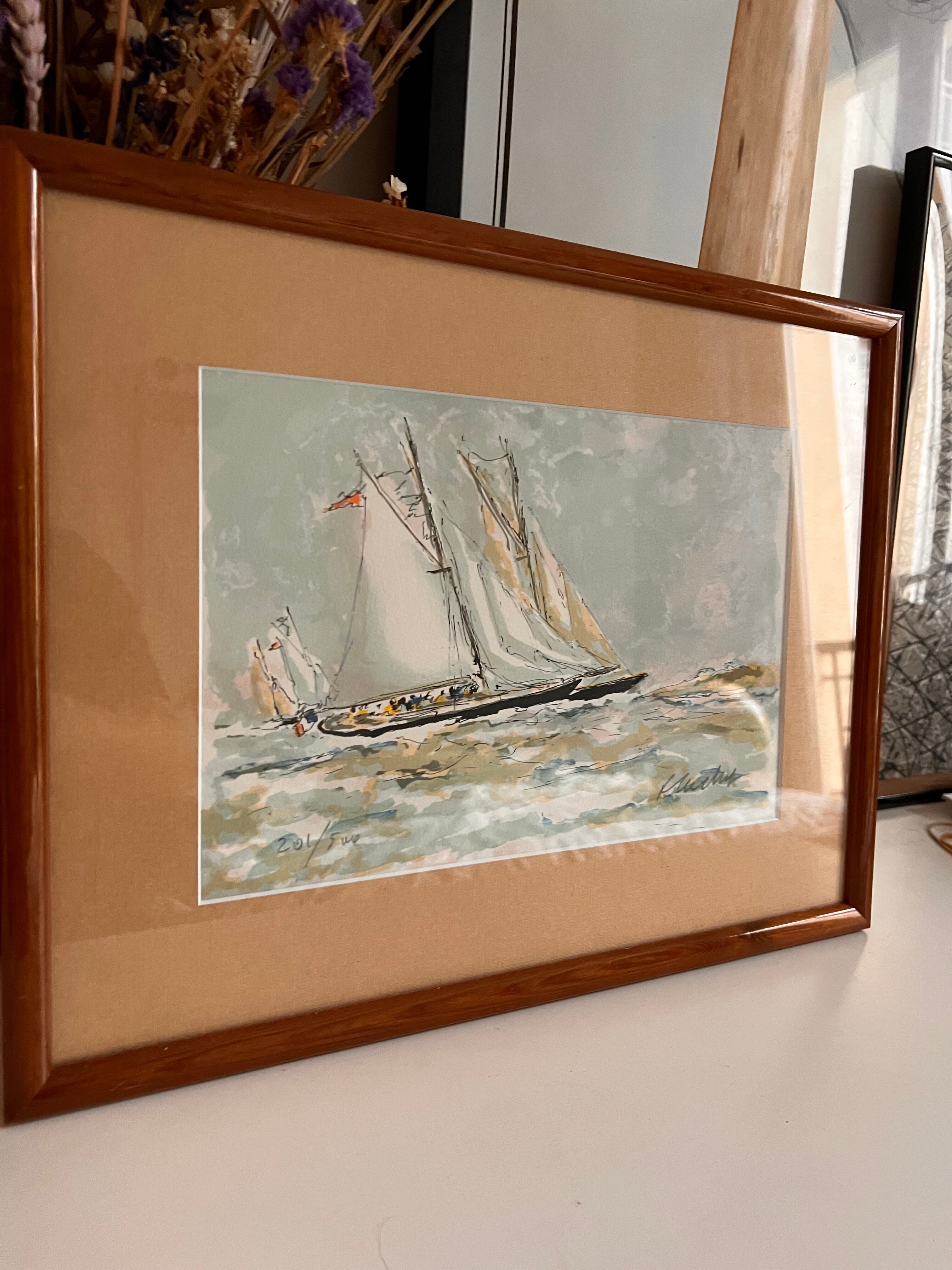 Painting boat in the maritime storm