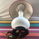 Old ceramic lamp art de Rodez in red burgundy vintage lampshade