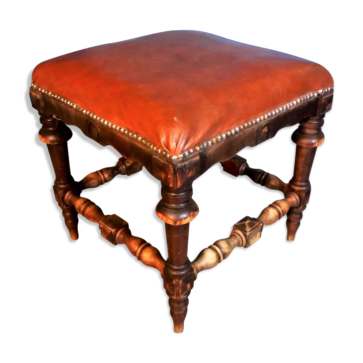 Wooden & leather stool early twentieth century