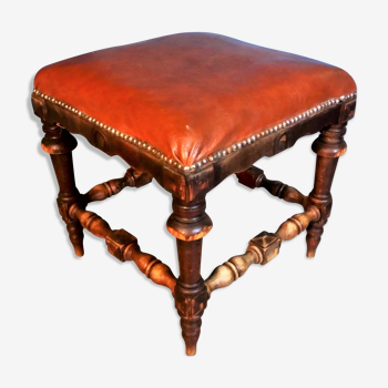 Wooden & leather stool early twentieth century