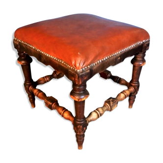 Wooden & leather stool early twentieth century