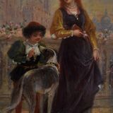 French School of the 19th Century, Attributed to Achille Deveria, Troubadour Scene, Oil on Panel