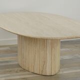 Oval coffee table in Italian design travertine from the 70s