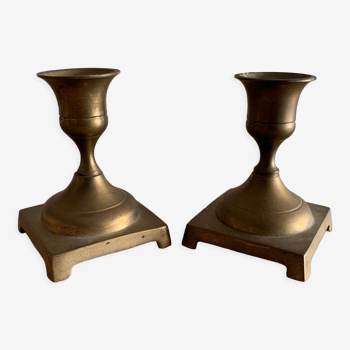 Lot 2 vintage brass candle holders