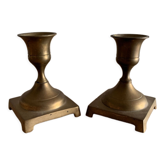 Lot 2 vintage brass candle holders