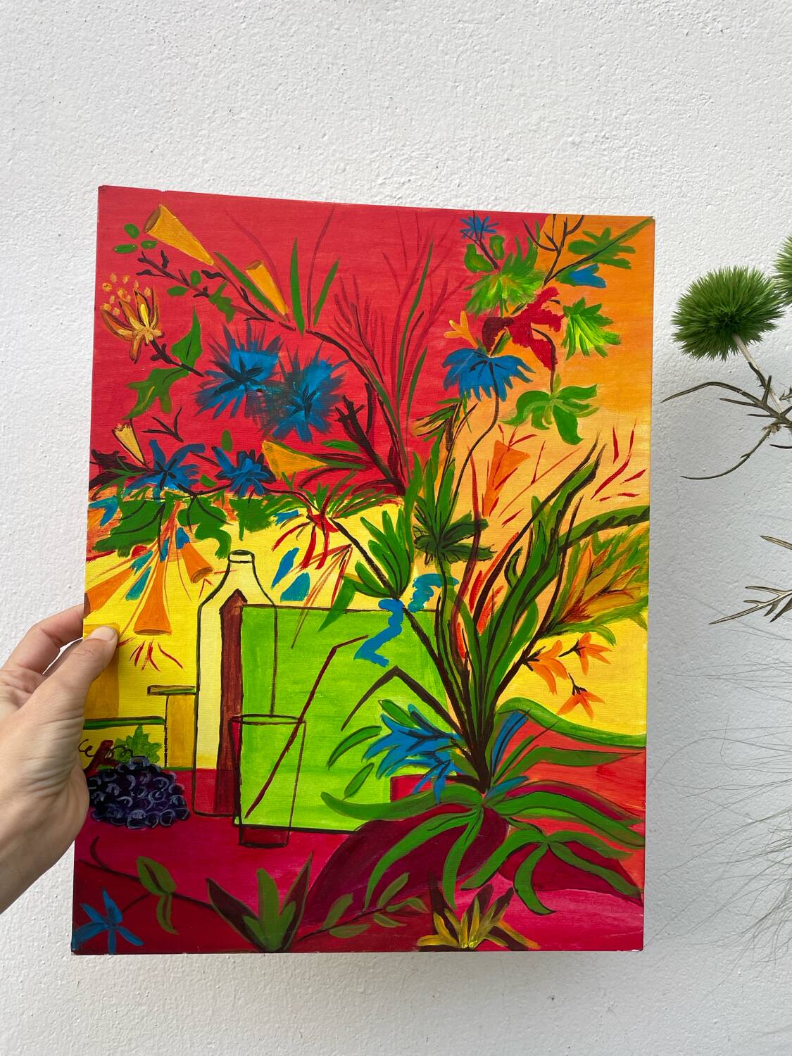 Painting of a still life bouquet of flowers