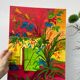 Tableau peinture nature morte bouquet de fleurs 