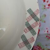 Plat creux style art deco formes géometriques vintage vert et rouge