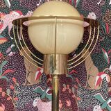 American glass and metal floor lamp 200 cm, 1950s design.