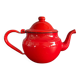 Théière rouge en tôle émaillée