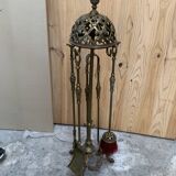 Louis XVI style gilt bronze fireplace set