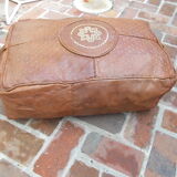 Moroccan vintage leather pouf