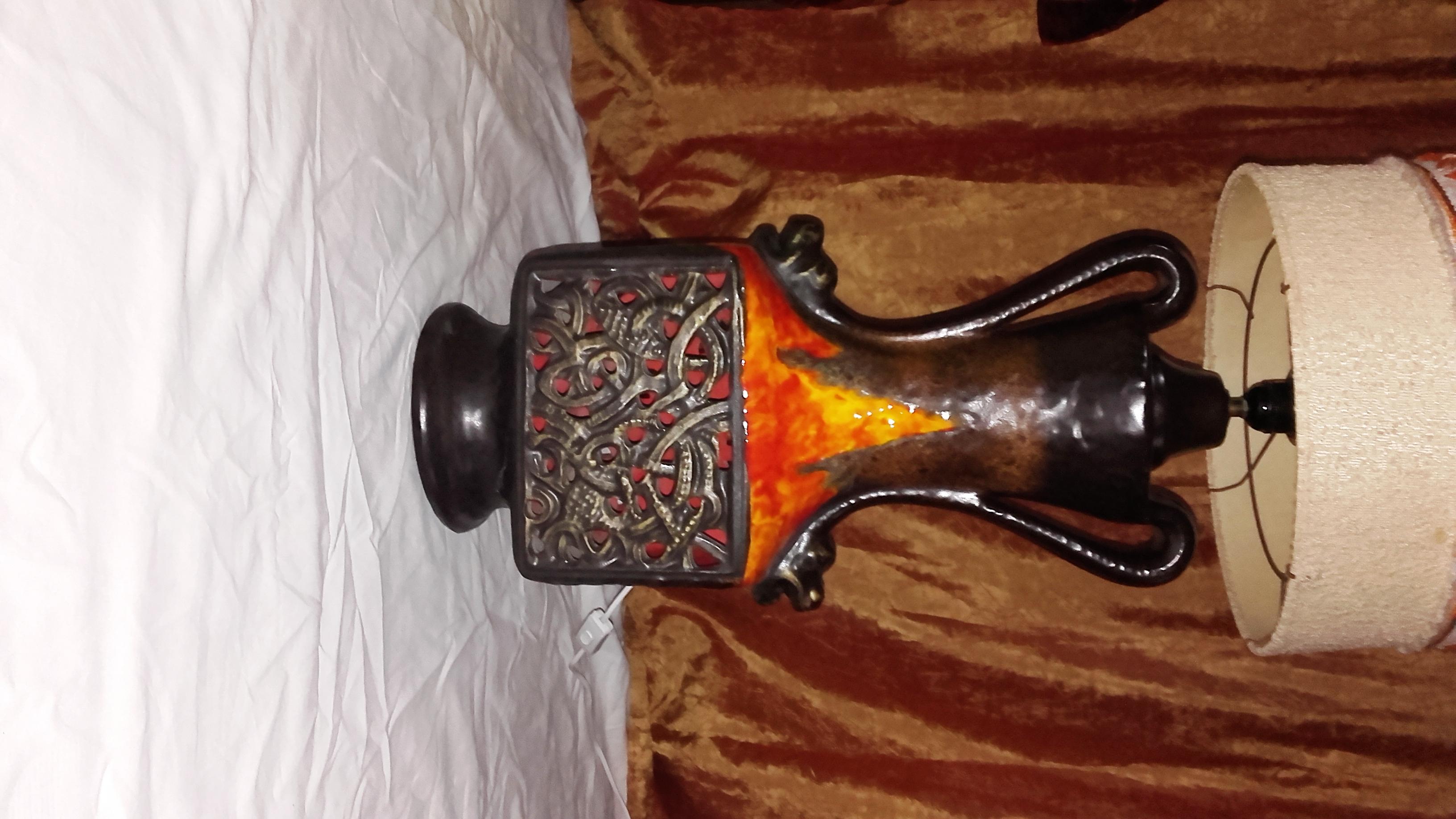 Floor lamp, vintage 70's ceramic enamel