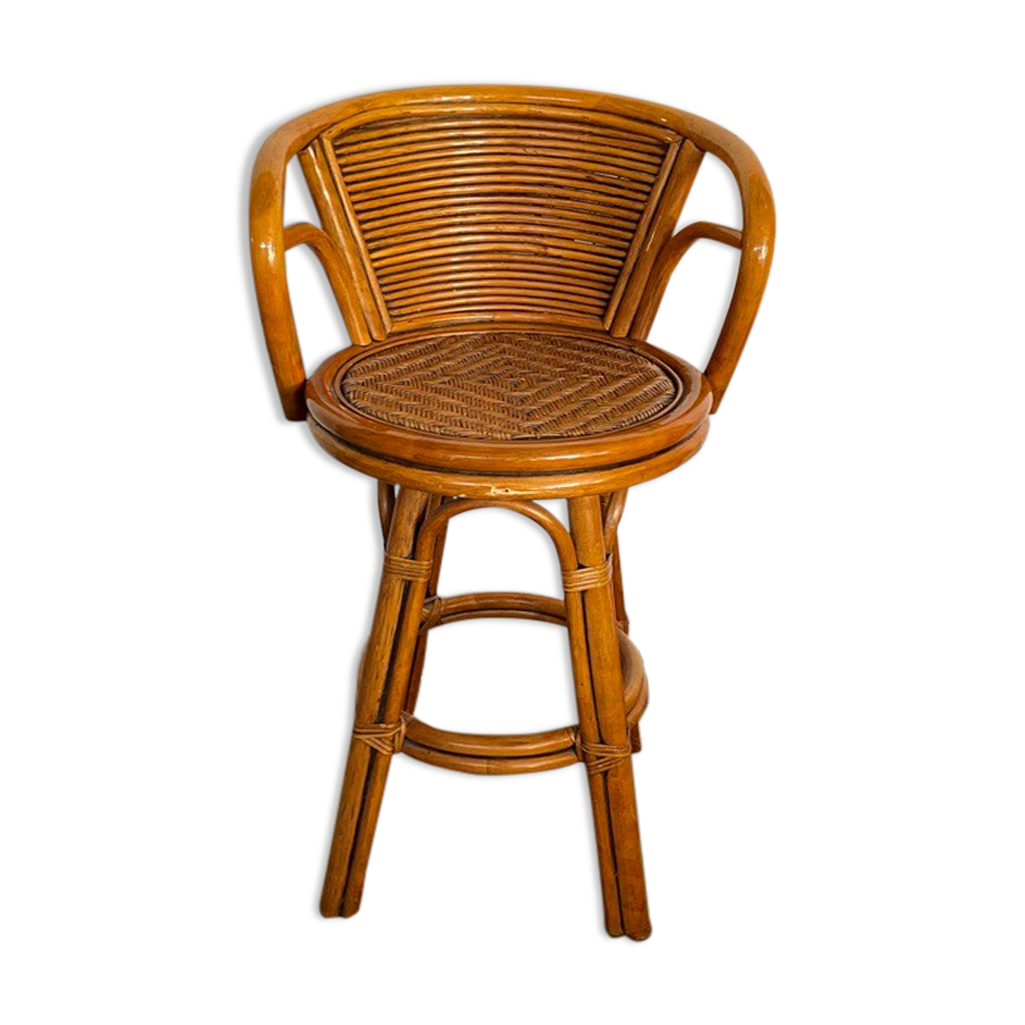 Bar stool or swivel counter in rattan year 60 vintage