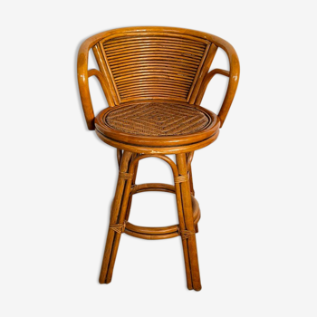 Bar stool or swivel counter in rattan year 60 vintage