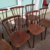 Set of 10 wooden bistro chairs - vintage