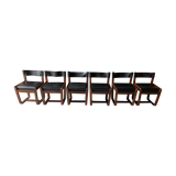 6 black chairs by Gunther Hoffstead for Uniflex - 1960's