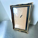 Cadre antique en bois noir et or 24 cm x 16 cm verre convexe